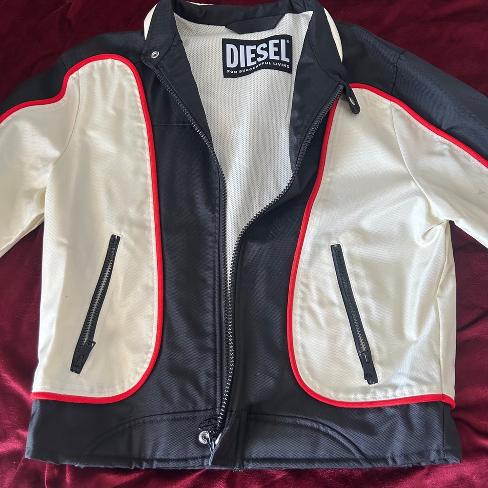Diesel Cream and Black Jacket with Red Highlights